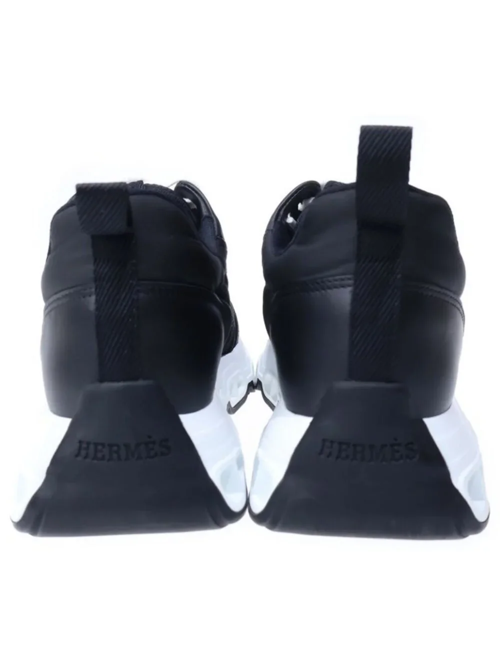 Hermes Impulse Leather Trim Nylon Stitch Low Cut Sneakers Black - Picture 3 of 6